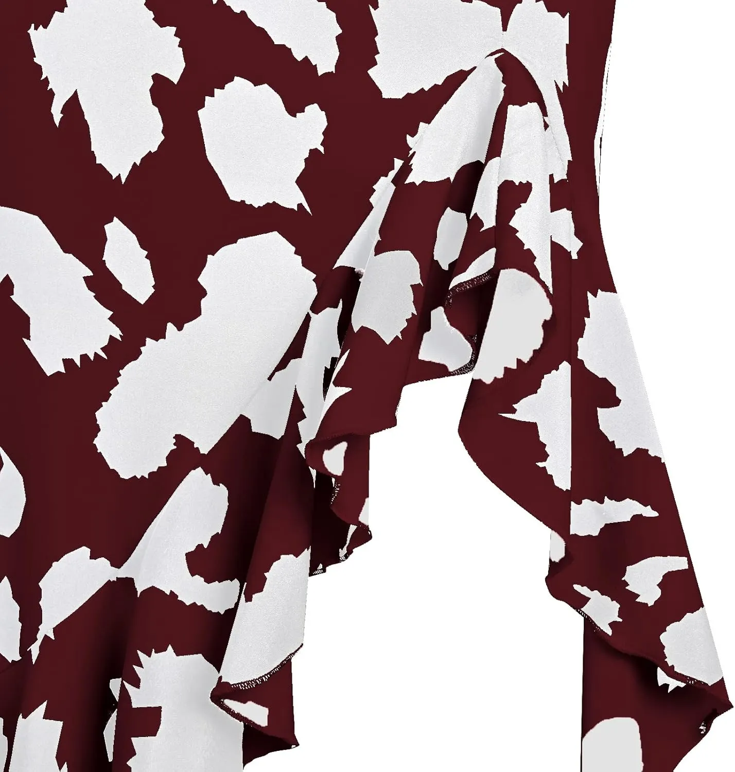 Women's Skirt Midi Length Ruffles Trim High Split Thigh Animal Printed Skirts Zipper Casual Swing Skirts