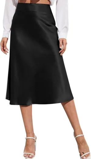 Womens Skirts Women Elastic High Waist Boho Maxi Skirt Casual Drawstring A Line Long Skirt Women's Midi Skirt