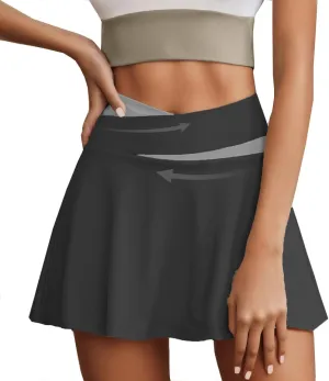 Women's Summer Athletic Loose Trendy Quick Dry Elastic High Waist Solid Color Yoga Fitness Tennis Skirts 2025, S-2XL