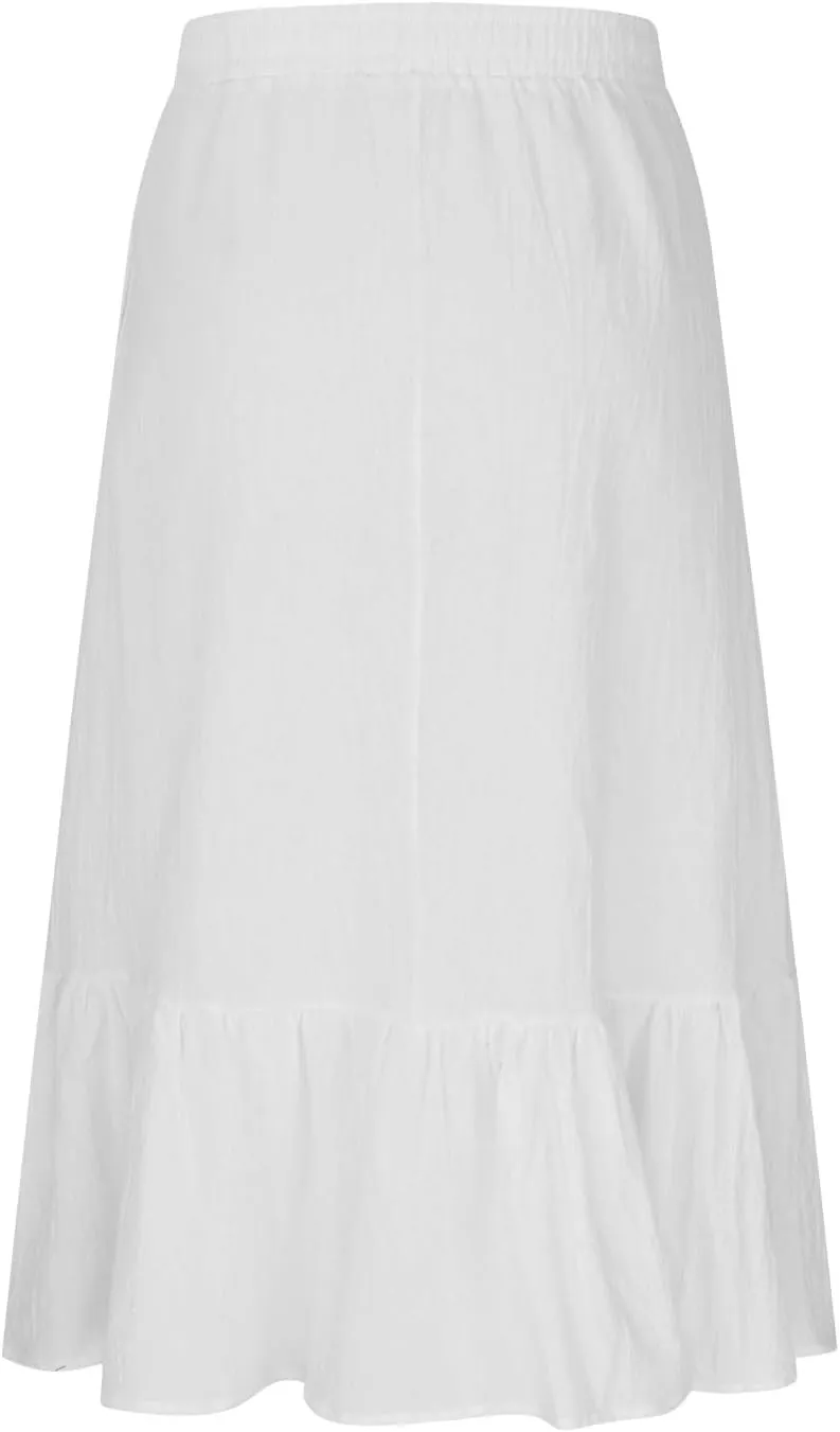 Women's Summer Casual Skirts Elastic High Waist A Line Skirt Flowy Layered Long Skirts Pencil Skirt Travel Outfit