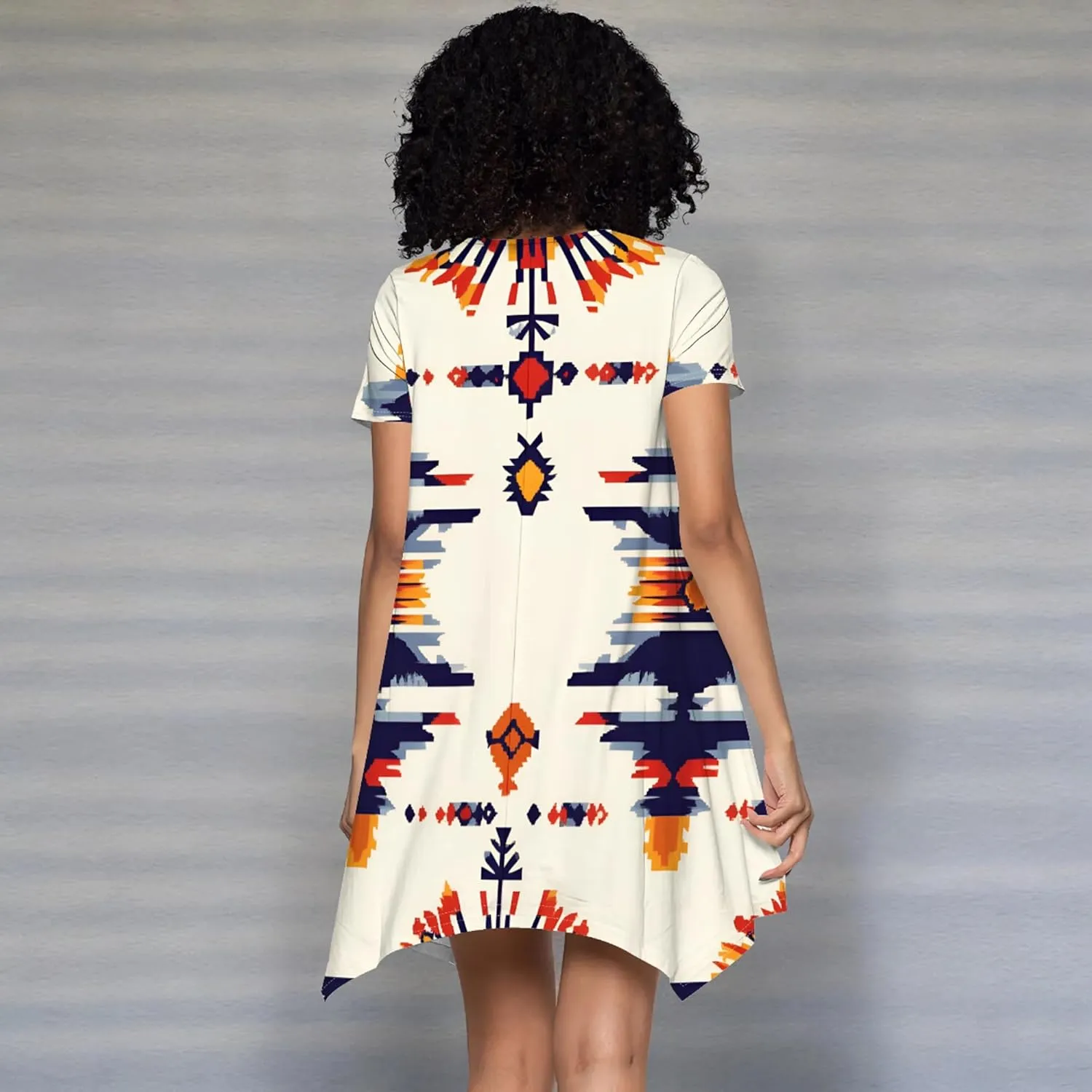 Womens Summer Midi Dress Casual Floral Print Loose T-Shirt Short Sleeve A-Line Dresses Plus Size Flowy Boho Sundress