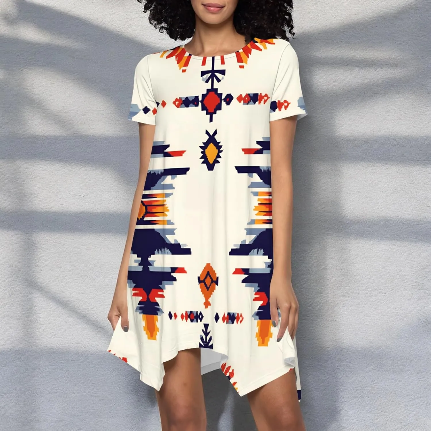 Womens Summer Midi Dress Casual Floral Print Loose T-Shirt Short Sleeve A-Line Dresses Plus Size Flowy Boho Sundress
