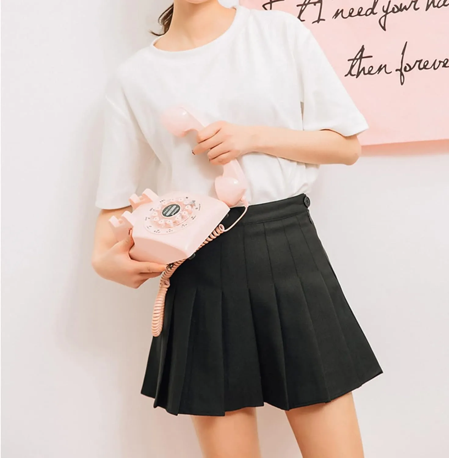 Women's Sundresses Summer Casual Loose Trendy Elastic High Waist Solid Color Pleated Sun Beach Mini Skirts, XS-3XL
