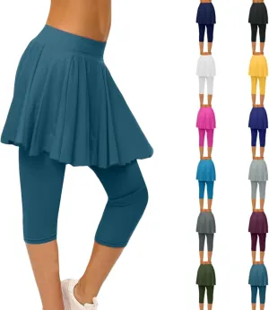 Womens Tennis Skirts with Leggings Athletic Golf Running Leggings with Skirt High Waisted Yoga Pickleball Skorts
