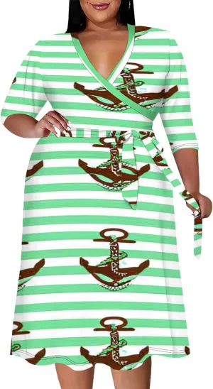 Women's Tie Dye Dress V Neck Loose Fit Casual Plus Size Midi Dresses with Belt Beach Boho Sundress Travel Vacation Outfit