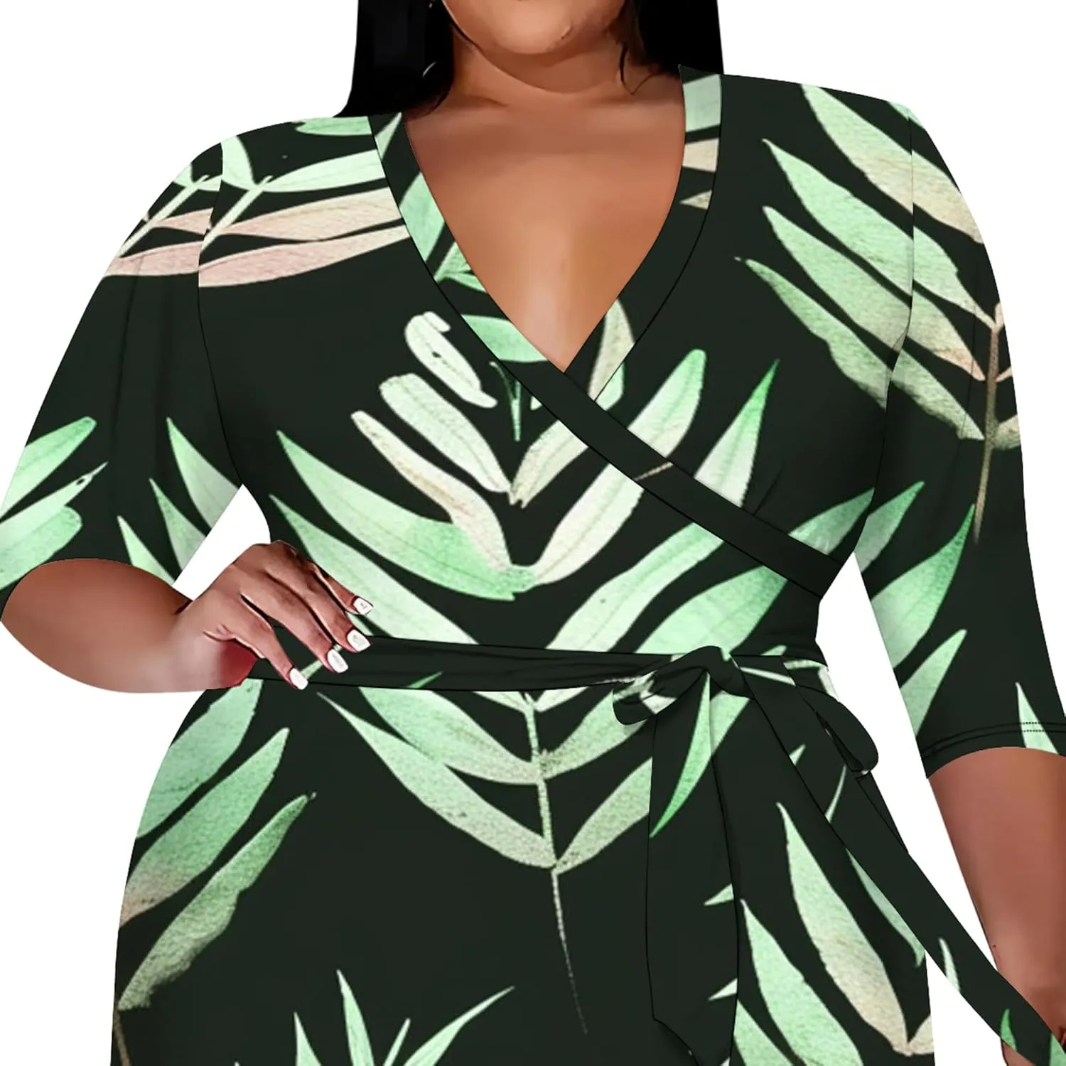 Women's Tie Dye Dress V Neck Loose Fit Casual Plus Size Midi Dresses with Belt Beach Boho Sundress Travel Vacation Outfit