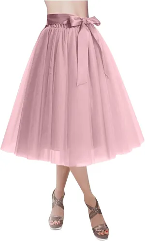 Women's Tutu Skirts,2025 Adult Lolita Midi Skirt Casual Waisted Bow Tie Fairy Skirt A-line Tulle Skirt Petticoat Skirt