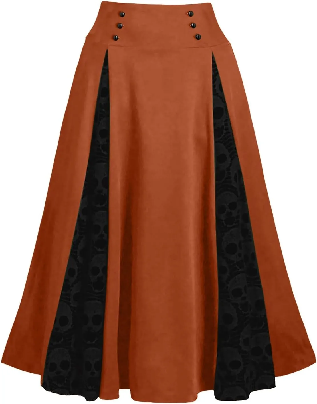 Women's Vintage Gothic Court Lace Up Patchwork Skirt Steampunk Medieval Renaissance Victorian A-Line Pirate Skirts