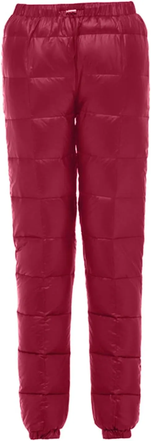 Women's Winter Warm Ski Snow Pants Windproof Padded Quilted Down Pants Thermal Trousers High Waist Outdoor Sweatpants