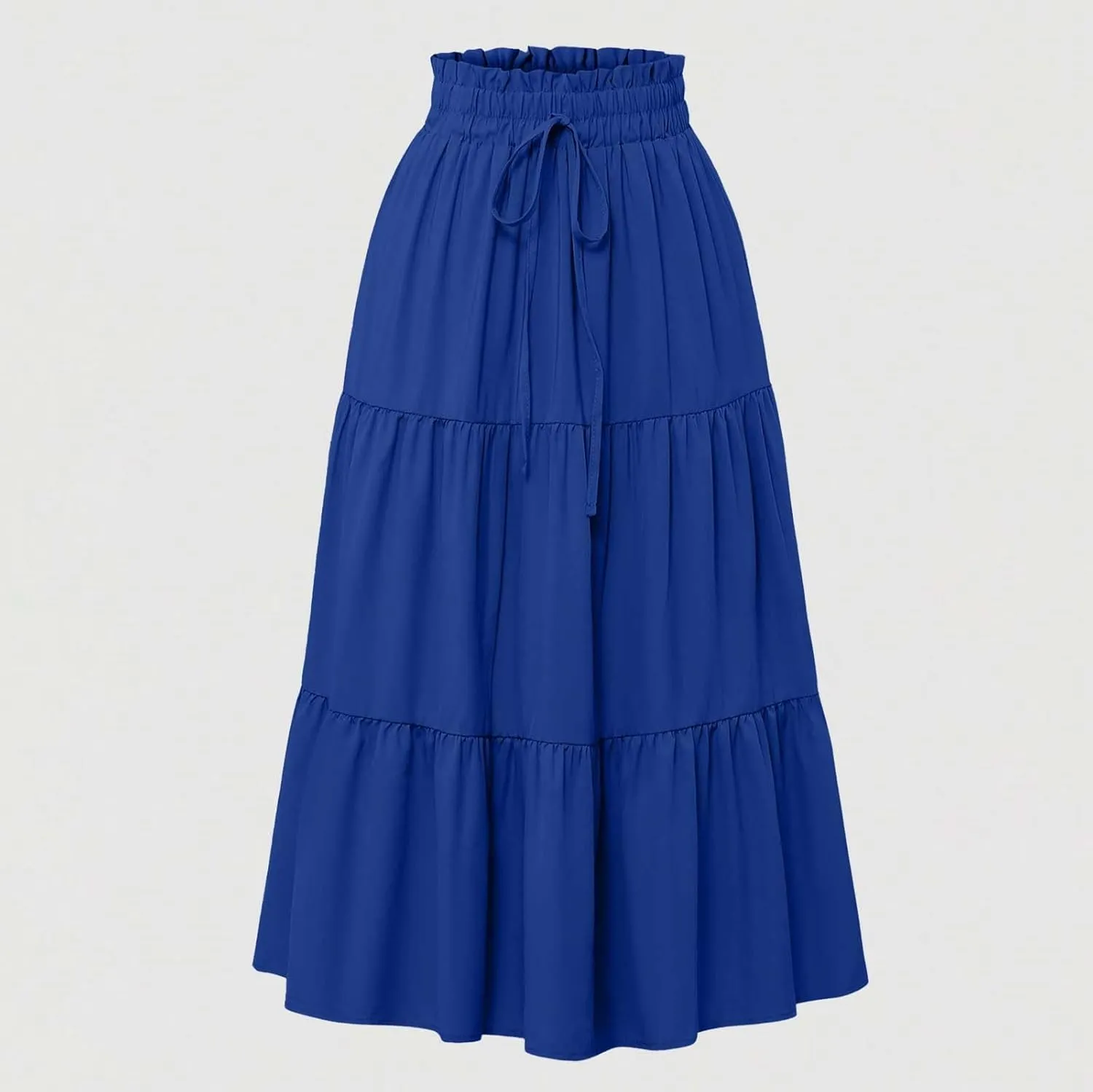 XOWRTE Floral Maxi Skirt for Women Summer Comfy Tiered Elastic High Waisted Skirts Vacation A Line Flowy Long