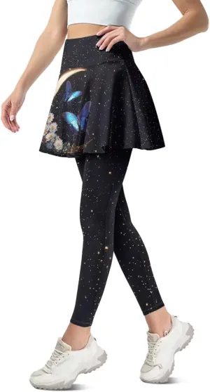 YEXIATODO Women Tennis Skirted Leggings with Pockets Yoga Leggings with Skirts Tennis Pickleball Clothing XS-3XL