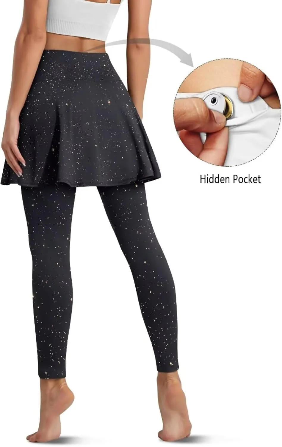 YEXIATODO Women Tennis Skirted Leggings with Pockets Yoga Leggings with Skirts Tennis Pickleball Clothing XS-3XL