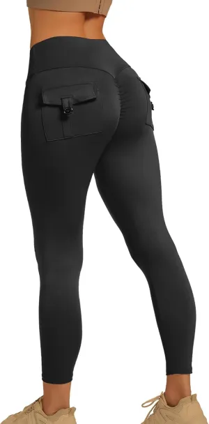 YOAKUKA Leggings with Pockets for Women Charm Tummy Control High Waist Leggings Compression Workout Gym Yoga Pants