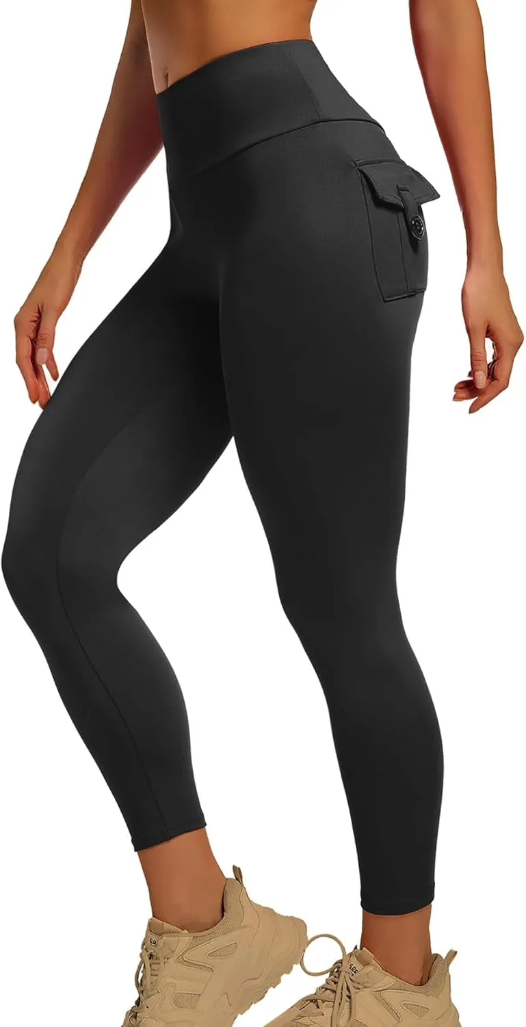 YOAKUKA Leggings with Pockets for Women Charm Tummy Control High Waist Leggings Compression Workout Gym Yoga Pants