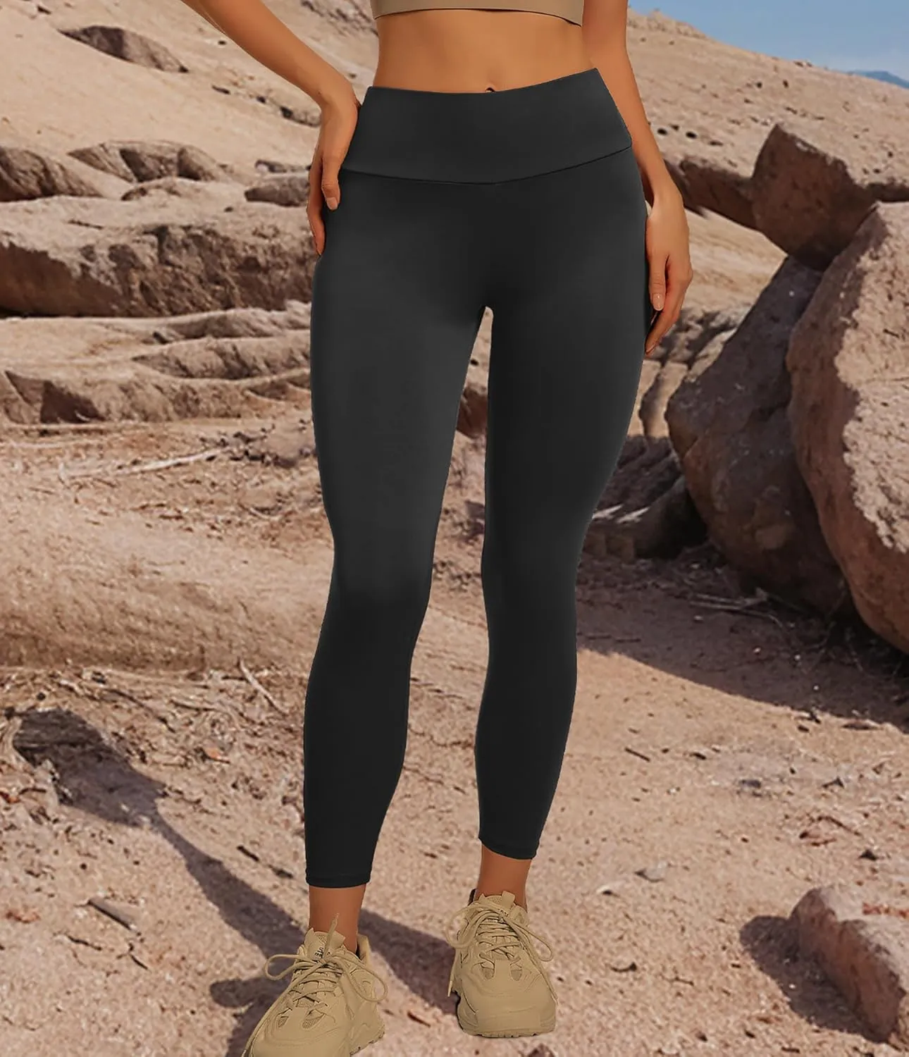 YOAKUKA Leggings with Pockets for Women Charm Tummy Control High Waist Leggings Compression Workout Gym Yoga Pants