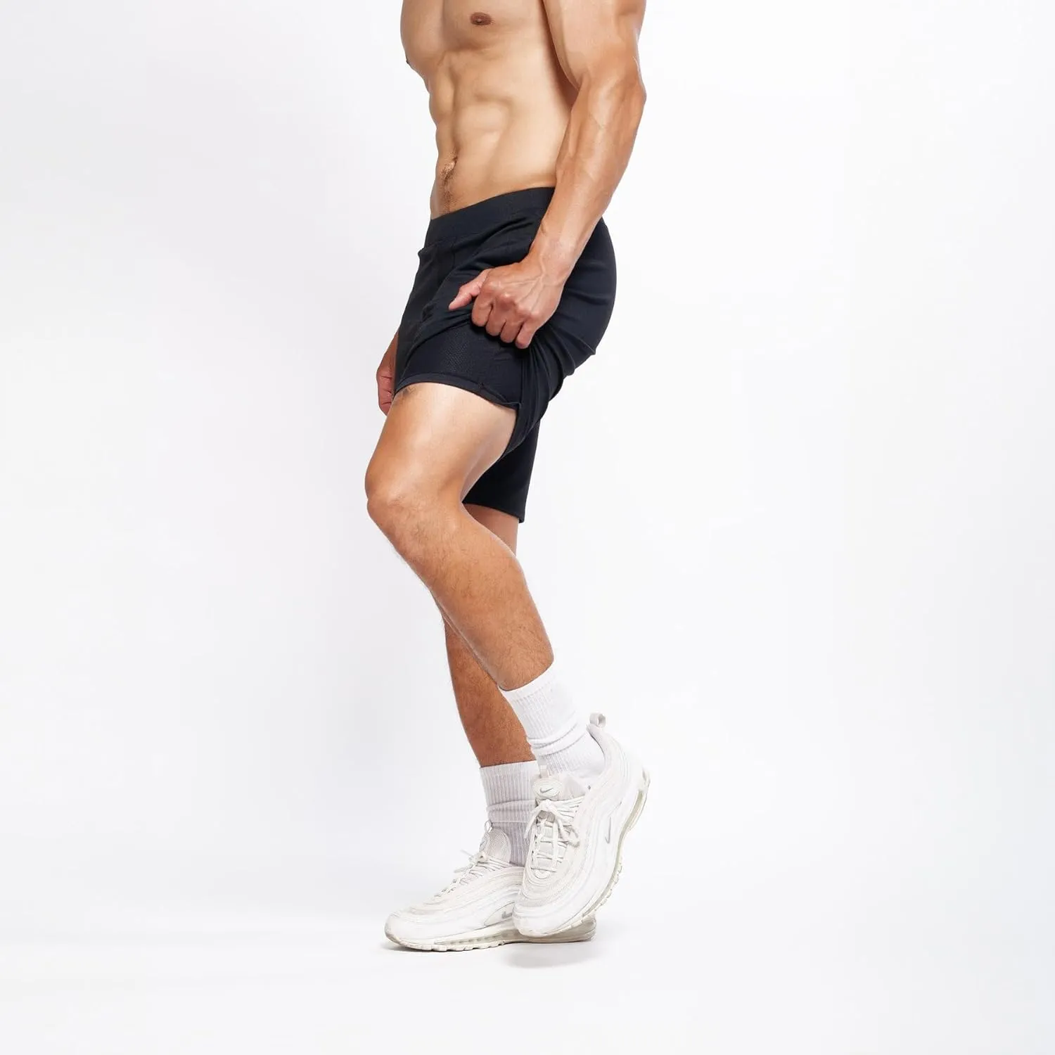 YOGA CROW Men's Swerve Yoga Training Shorts w/Non-Restrictive Inner Liner - 7" Inseam - Workout, Gym, Running, Training