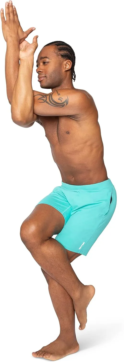 YOGA CROW Men's Swerve Yoga Training Shorts w/Non-Restrictive Inner Liner - 7" Inseam - Workout, Gym, Running, Training
