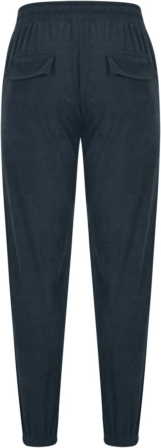 Zeiyignr Mens Corduroy Joggers Pants Casual Cargo Pants Drawstring Elastic Waist Slim Fit Tapered Sweatpants with Pockets